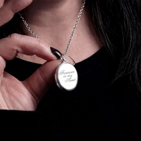 Handcrafted 925 Silver Oval Picture Locket Necklace